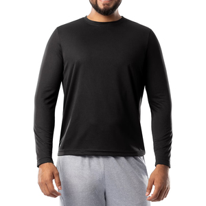 เสื้อยืดออกกำลังกายผู้ชายคุณภาพดี แห้งเร็ว สีดำ แขนยาว คอกลม - Product Image 1