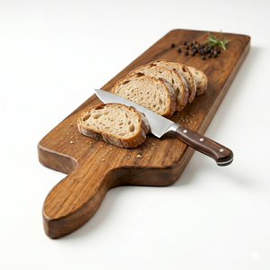 Extra Long Teak <b>Wood</b> Serving <b>Board</b> With <b>Solid</b> Handle Slim Wooden Platter Natural Grain Bread <b>Board</b> For Professional Kitchen - Product Image 5