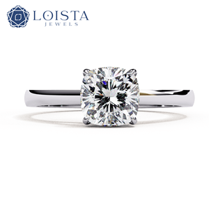 Bague de fiançailles de luxe en or 14K 18K avec diamant jaune VVS1 de laboratoire, taille coussin carrée, 1ct 2ct - Product Image 2