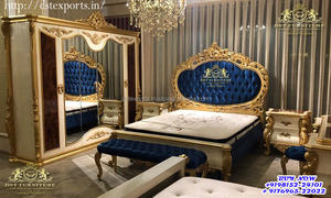 Lit King Size de Style européen, sculpté blanc victorien, meuble de chambre à coucher de Style Royal - Product Image 6