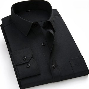100% Polyester Solid Color Long Sleeve <b>Dress</b> Shirt Turn-down Collar Full Sleeve Button-up Formal Business Shirt For <b>Men</b> - Product Image 4