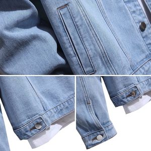 Custom <b>Men's</b> Denim <b>Jacket</b> Stylish Casual High Quality With Side Pockets Light Blue Denim <b>Jacket</b> for <b>Mens</b> - Product Image 2