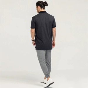 Chemise personnalisée pour homme, gris anthracite, imprimée, 100% coton texturé, avec poche, manches courtes, décontractée, respirante, anti-plis, pour l'été - Product Image 5