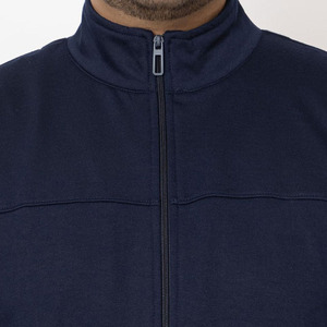 Men's Navy Blue Full <b>Zip</b> <b>Hooded</b> Tracksuit Set Casual Color Breathable Sweatshirt Pants Side Pockets Skinny Fit Winter Wear - Product Image 6