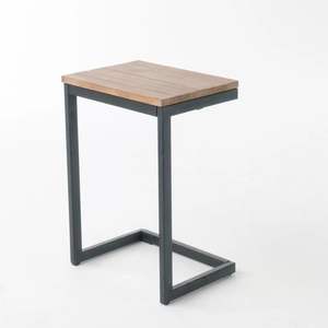 โต๊ะข้างเหล็กหน้าไม้สไตล์โมเดิร์น ดีไซน์เรียบหรู ฐานเหล็กและหน้าไม้ - Product Image 3