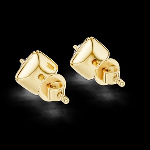 Modern Petal <b>Moissanite</b> Stud <b>Earrings</b>, Cushion Shape Silver Studs, Geometric Minimalist Jewelry, Unique <b>Earrings</b> for Her - Product Image 3