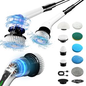 Spazzola di pulizia elettrica USB-C cavo di ricarica Wireless rotante 9/6 testine sostituibili regolabile manico esteso - Product Image 2