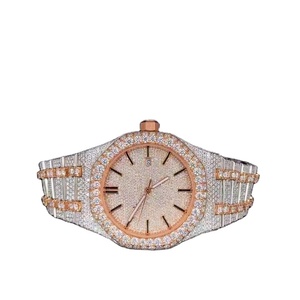 Vente chaude Moissanite Diamant Montre Entièrement Automatique 41MM Rose Blanc Ton De Luxe Ap Montre Glacé Montre pour Hommes Femmes Verre - Product Image 1