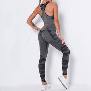 Ensemble de yoga pour femmes à haute élasticité, 2 pièces, soutien-gorge de sport respirant et leggings, vêtements de sport - Product Image 4