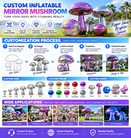 Ballon miroir gonflable réutilisable en forme de champignon pour décorations de fête, événements commerciaux et expositions