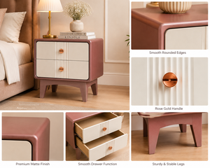 Wood Nightstand Two Drawer <b>Bedside</b> <b>Table</b> Small End <b>Table</b> Bedroom Decor Contemporary Nightstand Cabinet Housewarming Tabletop - Product Image 2