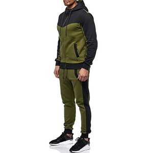 Survêtement à capuche pour homme, noir et gris, avec blocs de couleur, manches longues, fermeture éclair sur le devant, pantalon de jogging, tenue décontractée d'automne, coupe régulière, polyester et coton - Product Image 5