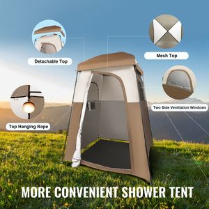 Carpa de Camping Portátil para Exteriores de 66'' x 66'' x 87'' con 1 Habitación, Gran Tamaño, Privacidad, con Bolsillos Superiores Desmontables y Tienda de Ducha Colgante - Product Image 2