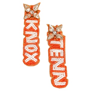 Pendientes de cuentas de diseñador Knox Tenn para mujer, Día conmemorativo patriótico, Material de tela de Color naranja, blanco y azul - Product Image 1