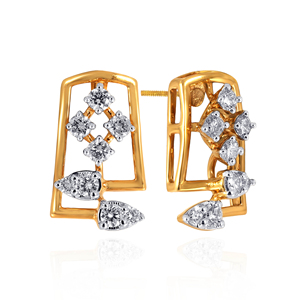 Pendientes de Diamantes Cultivados en Laboratorio y Diseño Geométrico en Oro Amarillo de 18K, Joyería Fina de Lujo para Mujer, Venta al Por Mayor - Product Image 2