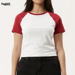 Schlussverkauf 2024 lässige damen raglan Ärmel kurze Ärmel weiß und rot t-shirts sommer vibes 2024