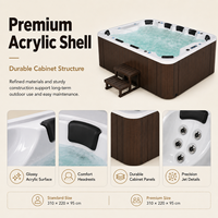 Spa extérieur de grande taille Ploutara, cuve en acrylique de qualité supérieure, plusieurs sièges, jets de massage hydromassants, appuie-têtes ergonomiques, configuration personnalisée