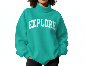 Sweat-shirt à col montant en molleton French Terry personnalisé avec lettrage brodé pour toutes les saisons - Product Image 1