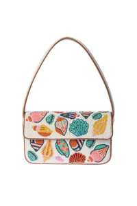 Sac de conservation de lait maternel bohème à motifs floraux perlés, en tissu polyester, avec design cousu, fleurs rouges, roses et jaunes, forme rectangulaire - Product Image 4