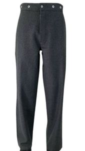 Pantalon en laine pour homme, style uniforme vintage, avec braguette boutonnée, reproduction américaine confédérée, gris anthracite - Product Image 2