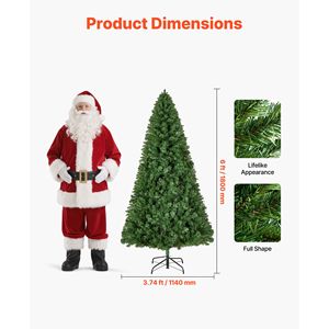 Albero di Natale Artificiale da 180 cm con 1250 Punte di Rami, Base in Metallo Robusta, Decorazioni per Casa e Feste # # # #   Dimensioni Personalizzabili - Product Image 2