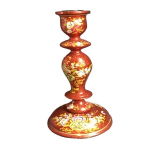 Bougeoirs en bois support de bougie conique sculpté rustique fabriqué en inde - Product Image 1