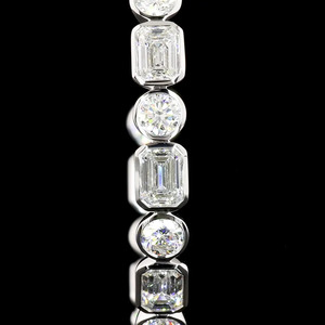 Pendientes de Aro con Diamantes Cultivados en Laboratorio, Corte Esmeralda y Redondo, Oro 10K 14K 18K, Plata 925 935, Joyería de Lujo para Bodas y Fiestas - Product Image 2