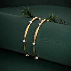 18K Yellow Gold Natural Diamond <b>Bangle</b> Bracelet Prong <b>Set</b> Solitaire Fine Jewelry - Product Image 4