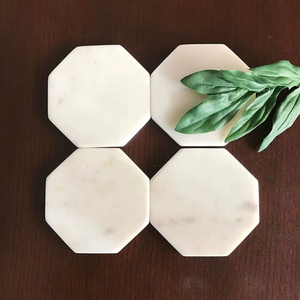 Premium Stone Marble Coasters With <b>Scratch</b> Resistant Surface For Long Lasting Use And Furniture Protection - Product Image 1