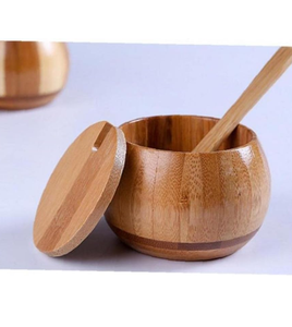 Best Selling Sale Rustic Wooden Sugar Bowl <b>Spice</b> <b>Jar</b> Condiment Nuts Serving Bowl Pot Best Designer Pieces - Product Image 1