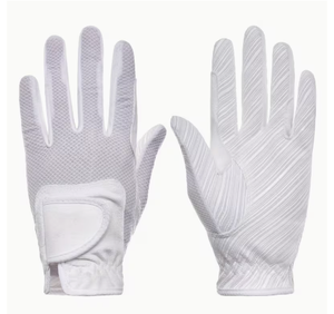 Gants d'équitation pour hommes, couleur unie blanche, ajustement régulier, accessoires équestres, matériau textile, design antidérapant, équitation - Product Image 3
