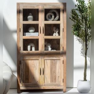 ตู้โชว์ไม้แวนดาน่า เมอริโน เครสต้า ดีไซน์ทันสมัย ไม้เนื้อแข็ง จัดเก็บของแบบมินิมอล - Product Image 1