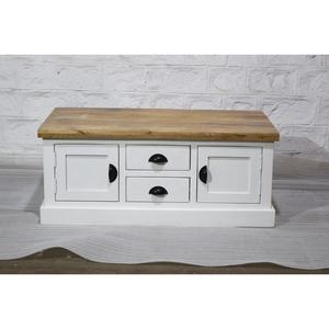 Table basse décorative européenne classique en bois massif blanche faite à la main avec tiroirs de rangement pour meubles de salon de bureau à domicile - Product Image 2