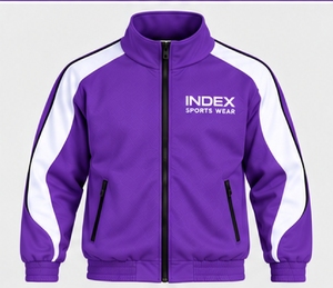 INDEX Men's Purple <b>Tracksuit</b> Full Zip Sporty Style With <b>White</b> Stripes Regular Fit Autumn Wear Breathable Polyester - Product Image 5