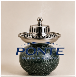 Luxury Green Marble Incense Burner With Stainless Steel Lid Premium Arabic Bakhoor Censer For Home <b>Decor</b> Meditation & Spa - Product Image 3