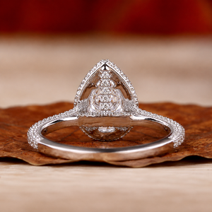 Anillo de Compromiso con Diamante Corte Pera y Halo, Cultivado en Laboratorio, Certificado IGI, Oro Blanco, Pavé, Anillo Nupcial Unisex, Joyería de Lujo para Boda - Product Image 3