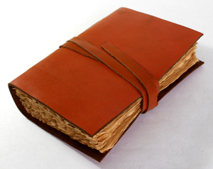 Vintage Looking Natural Edged Blank Unlined Sheets With Decorative <b>Leather</b> <b>Strings</b> Stitching On The Spine <b>Leather</b> Journal - Product Image 2