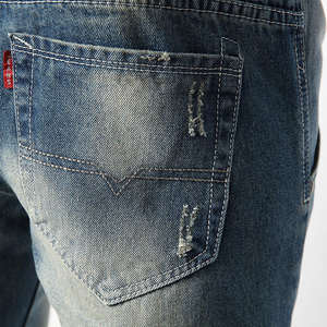 Pantalon en jean déchiré slim et extensible en coton pour homme, coupe droite, décontracté, élégant, séchage rapide, léger, idéal pour l'extérieur - Product Image 5