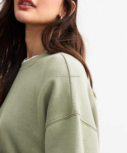 Solide Logo personnalisé dames premier sweat pas cher col rond goutte épaule coton hiver automne vêtements imprimé tricoté tissu - Product Image 3