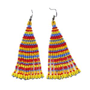 Boucles d'oreilles en résine coréenne avec fleurs séchées pour femmes, en acier inoxydable rouge et vert, bijoux de créateur pour filles d'Inde - Product Image 3