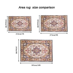 Alfombra Vintage Bohemia Azul de 6x9, Alfombra Persa Grande Antideslizante y Lavable con Diseño Floral para Sala de Estar, Cocina y Dormitorio - Product Image 3