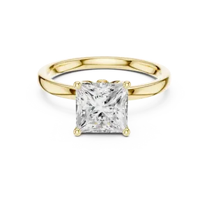 Bague solitaire en diamant de laboratoire taille émeraude 2 carats, sertie de griffes en forme de lotus sculpté, avec accents latéraux pavés, bijoux de mariée en or sur mesure - Product Image 3