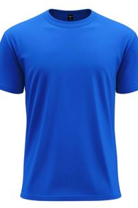 T-shirt décontracté pour homme en jersey tricoté à séchage rapide, col rond, manches courtes, en coton/fibre de bambou, bleu roi, coupe classique, avec lettrage, modèle uni - Product Image 1