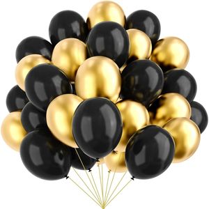 67 Palloncini Metallizzati Oro e Nero da 12 Pollici per Feste - Compleanni, Pensionamenti, Lauree, Capodanno - Product Image 1