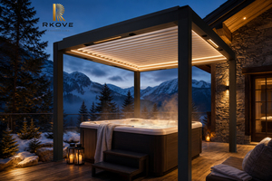 Pérgola Moderna de Aluminio con Recubrimiento en Polvo para Exteriores Rkove Freestanding Mountain Spa 5x5m con Interfaz para Calefactor e Iluminación LED - Product Image 3