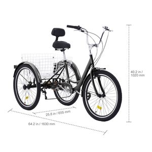 Triciclo para Adultos de 7 Velocidades, Bicicleta de 20 Pulgadas con Tres Ruedas, con Canasta Ajustable de Acero al Carbono - Product Image 1