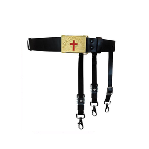 Masonic Past Grand Commander Regalia Belt – Knights Templar Officer Belt with Gold Buckle & Red Cross Emblem – Premium Red - Product Image 5