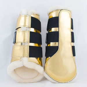Bottes de protection pour chevaux, couleur unie, matériau en polaire, design rose pailleté pour la protection des jambes des chevaux - Product Image 5