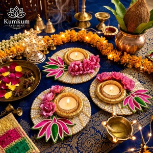 Luxury Handmade Lotus Pearl Tealight <b>Candle</b> <b>Holder</b> Metal Diwali Pooja Wedding Home Decor Return Gift Favor Set - Product Image 1