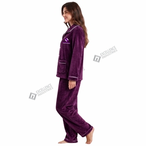 Ensemble de pyjama en polaire pour femmes, vêtements de nuit chauds d'hiver, deux pièces, manches longues, confortable, vêtements de détente à la maison, pyjama en polaire doux pour femmes - Product Image 4